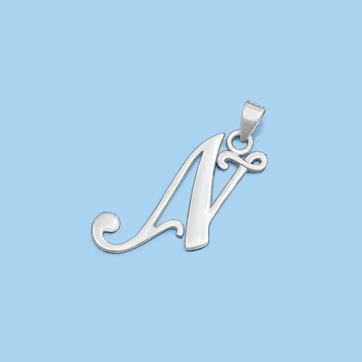 Silver Initial Pendant - N