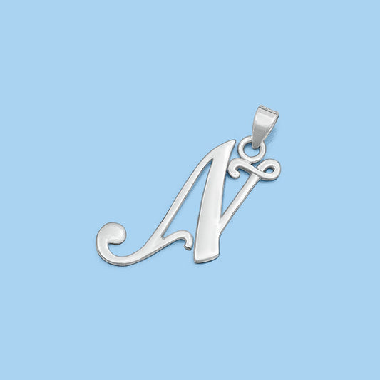 Silver Initial Pendant - N