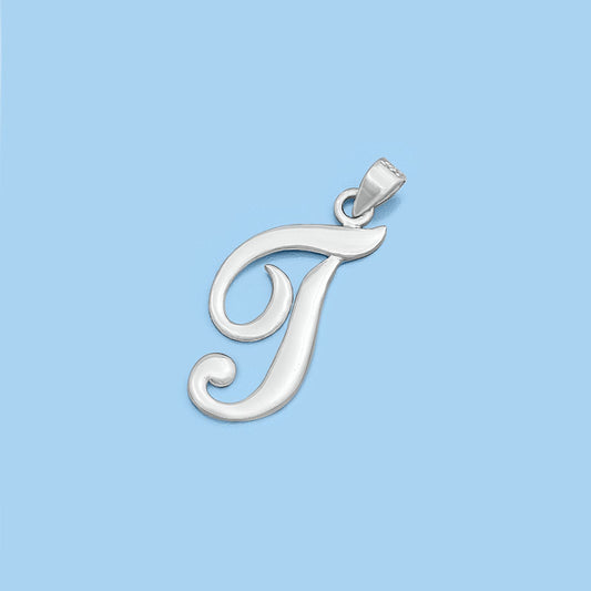 Silver Initial Pendant - T