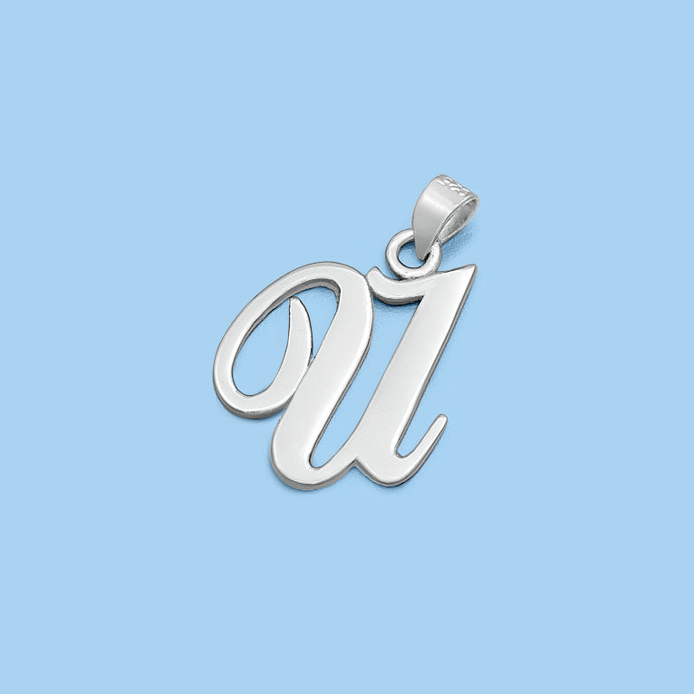 Silver Initial Pendant - U