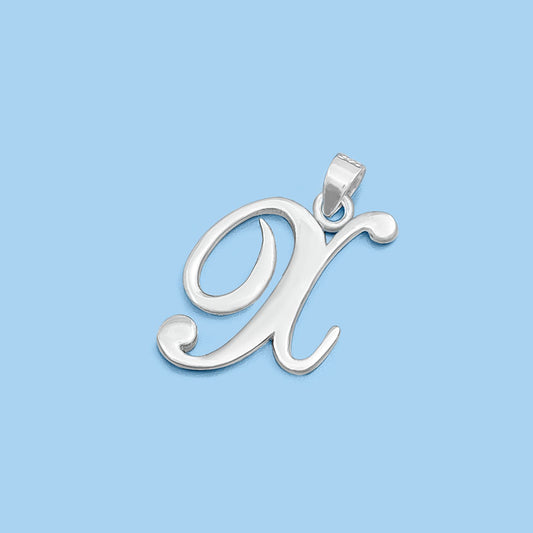 Silver Initial Pendant - X