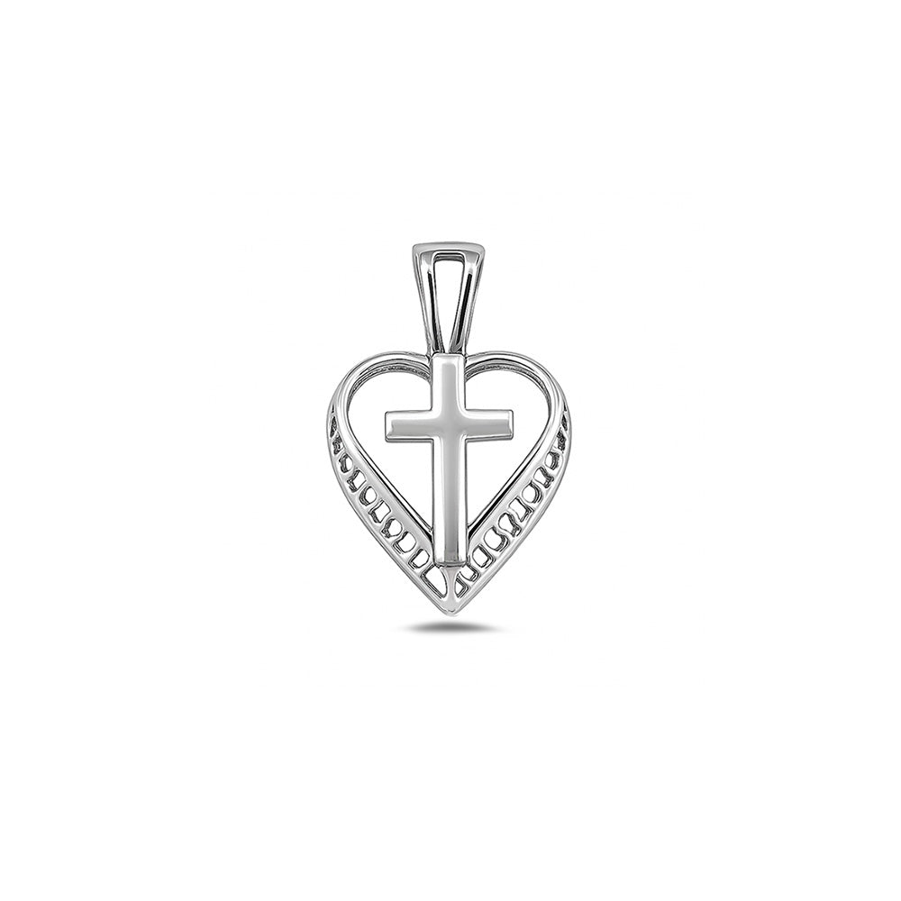 Silver Pendant - Heart and Cross
