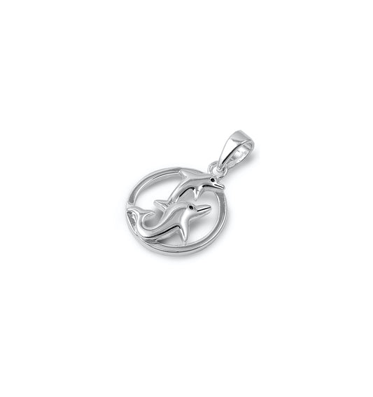 Silver Pendant - Dolphins