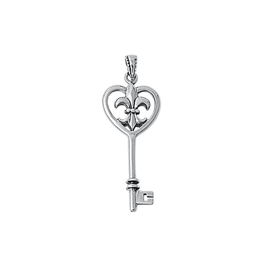 Silver Pendant - Fleur De Lise Key