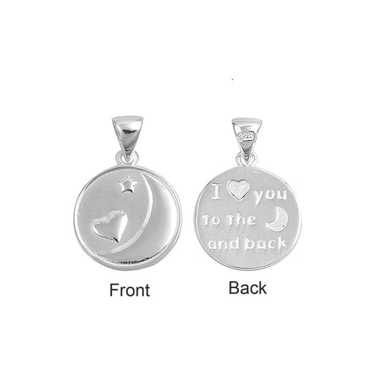 Silver Pendant - "I Love You To the Moon and Back"