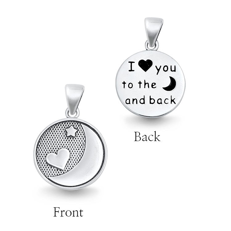 Silver Pendant - "I Love You To the Moon and Back"