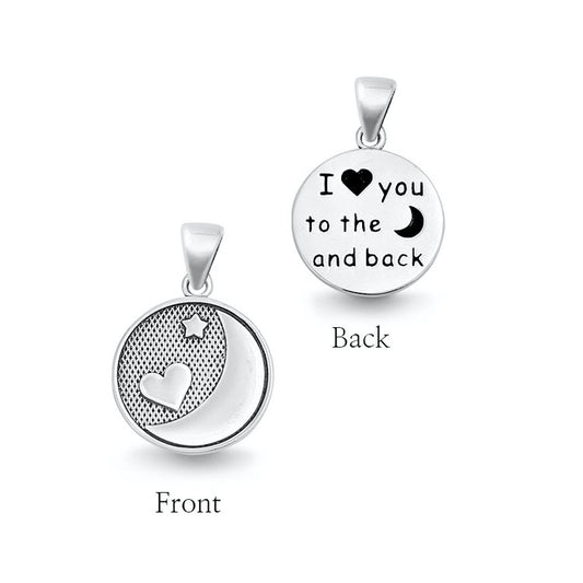 Silver Pendant - "I Love You To the Moon and Back"