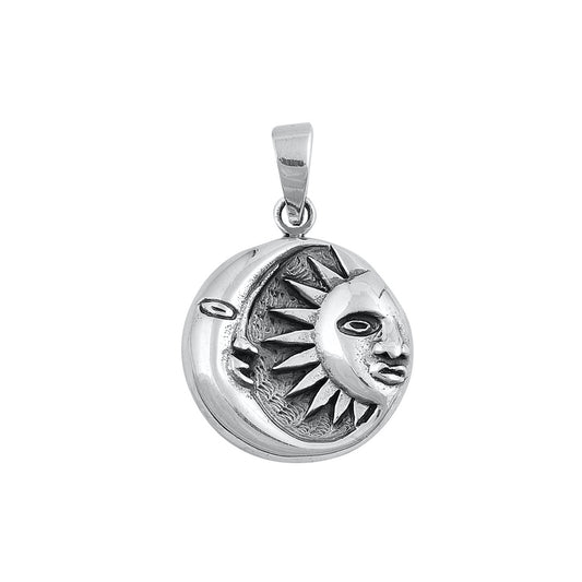 Silver Pendant - Moon and Sun