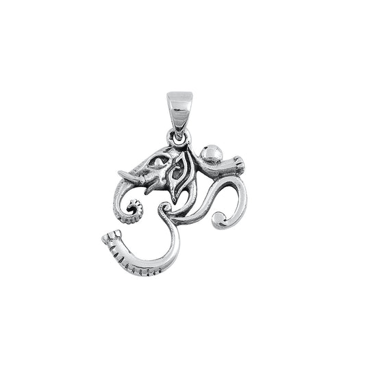 Silver Pendant - Om & Elephant Sign