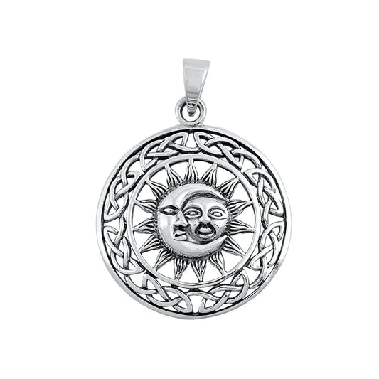 Silver Pendant - Moon and Sun