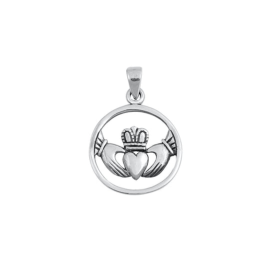 Silver Pendant - Circle Claddaugh