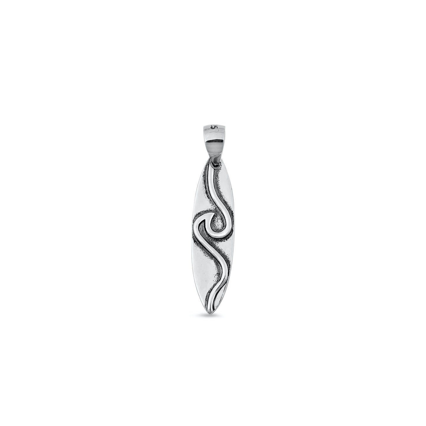 Silver Pendant - Surfboard Wave