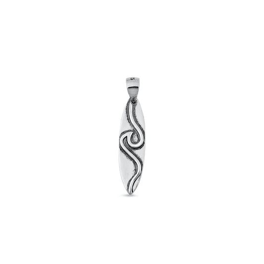 Silver Pendant - Surfboard Wave