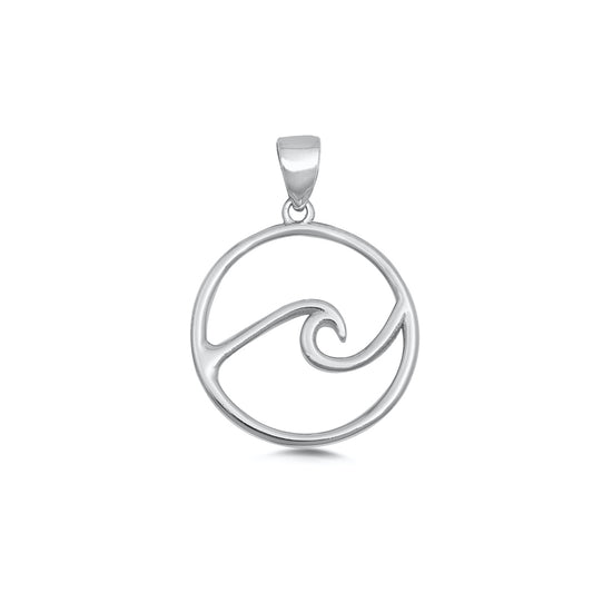 Silver Pendant - Single Wave