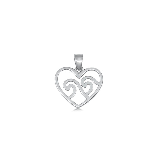 Silver Pendant - Waves in Heart