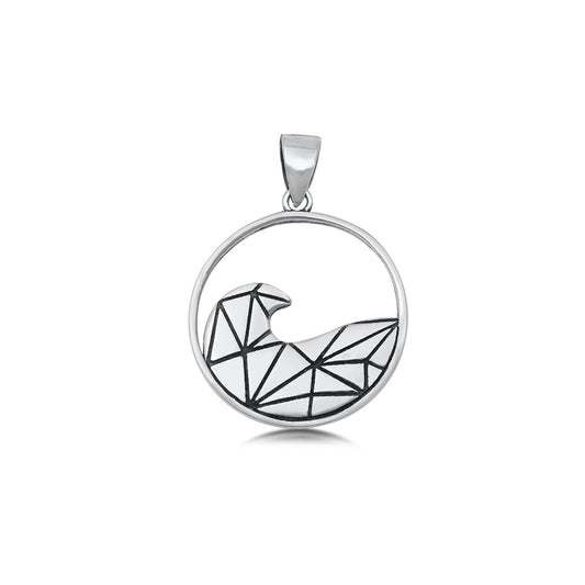 Silver Pendant - Origami Waves