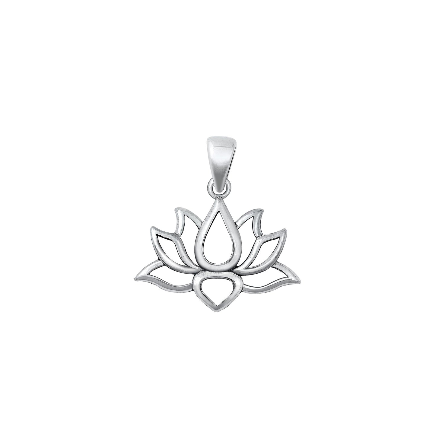 Silver Heart Pendant - Lotus
