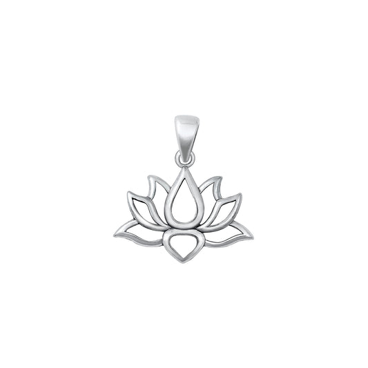 Silver Heart Pendant - Lotus