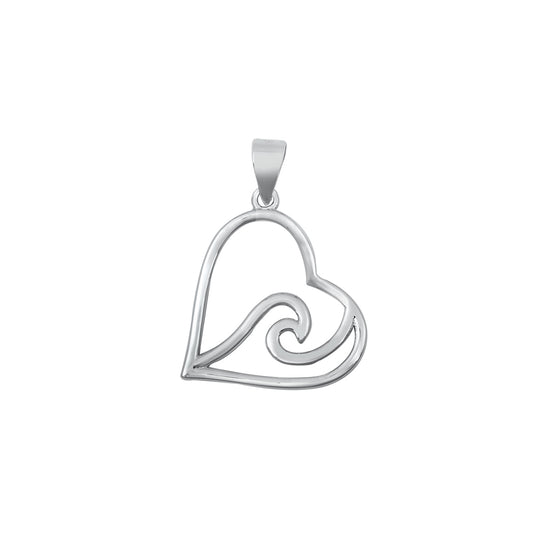 Silver Pendant - Heart & Wave