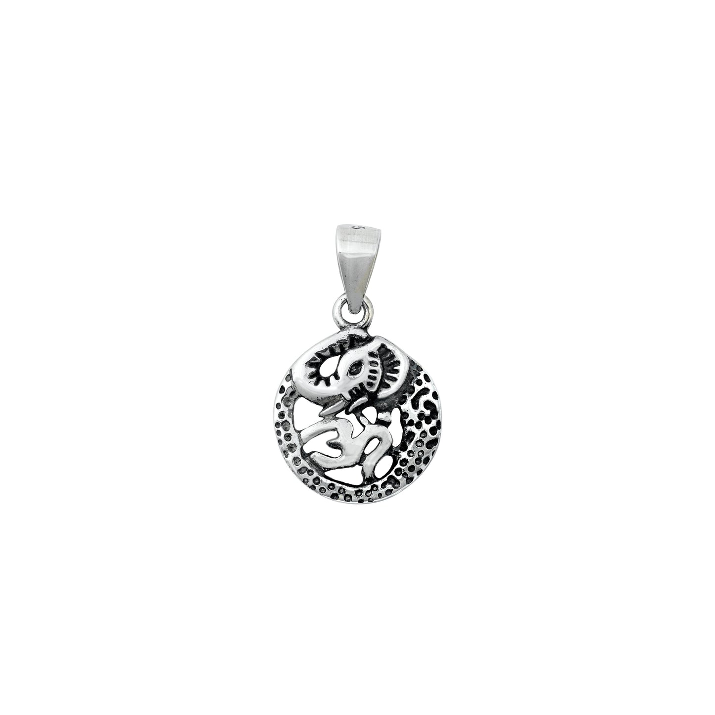 Silver Pendant - Om & Elephant