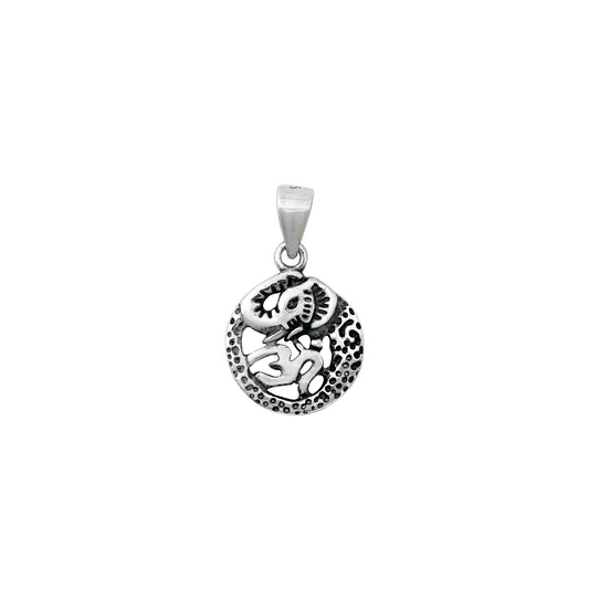 Silver Pendant - Om & Elephant