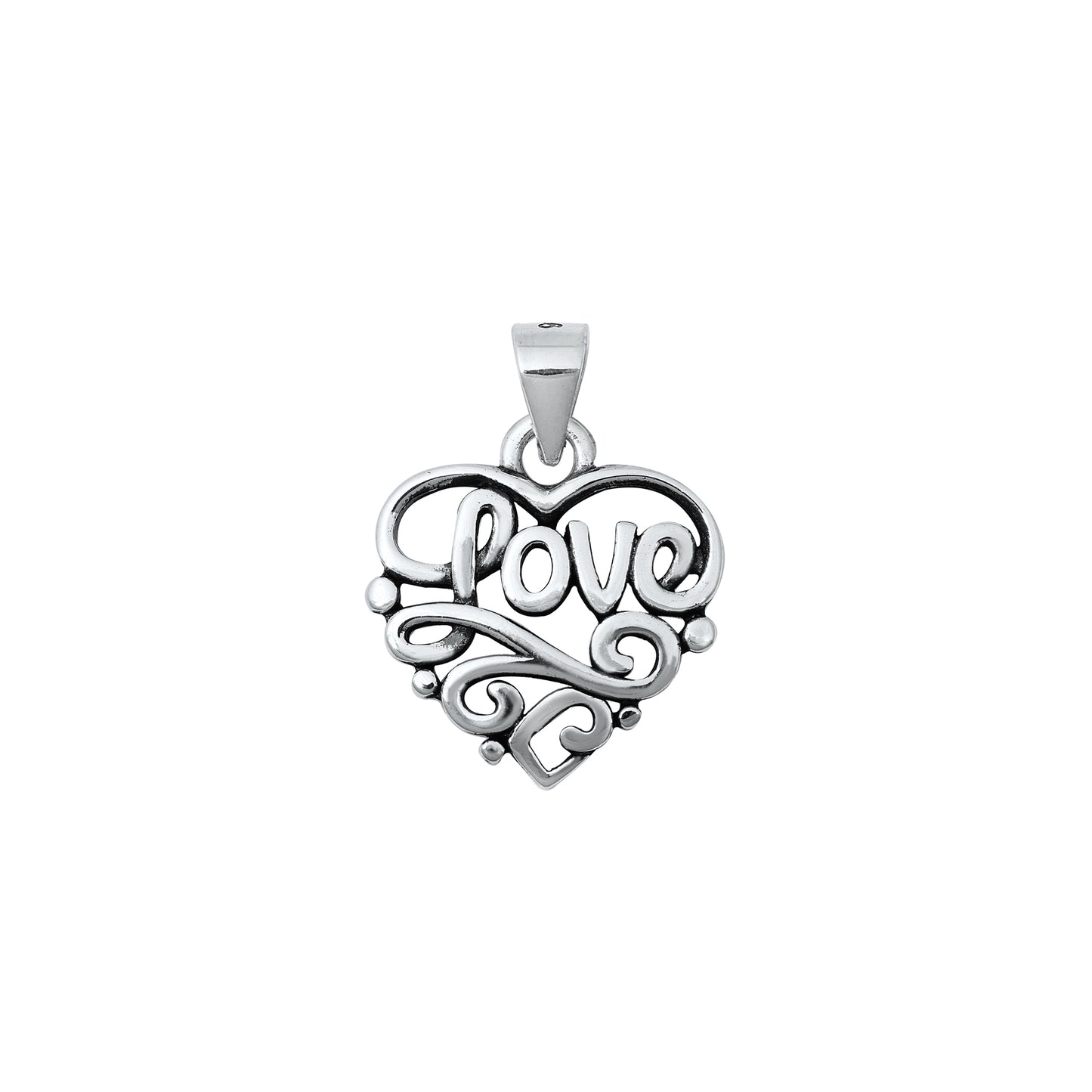 Silver Pendant - Heart & Love