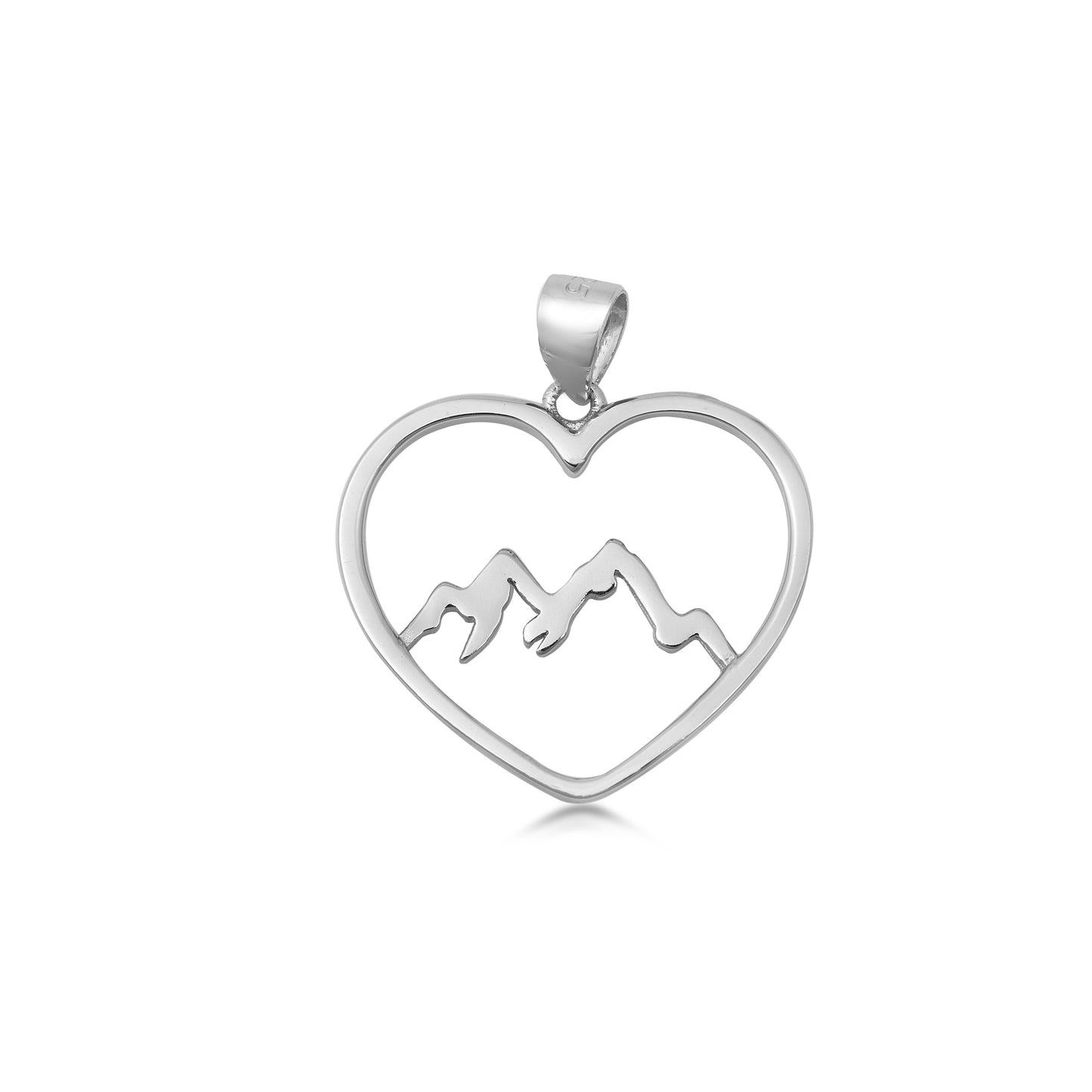 Silver Pendant - Heart & Mountains