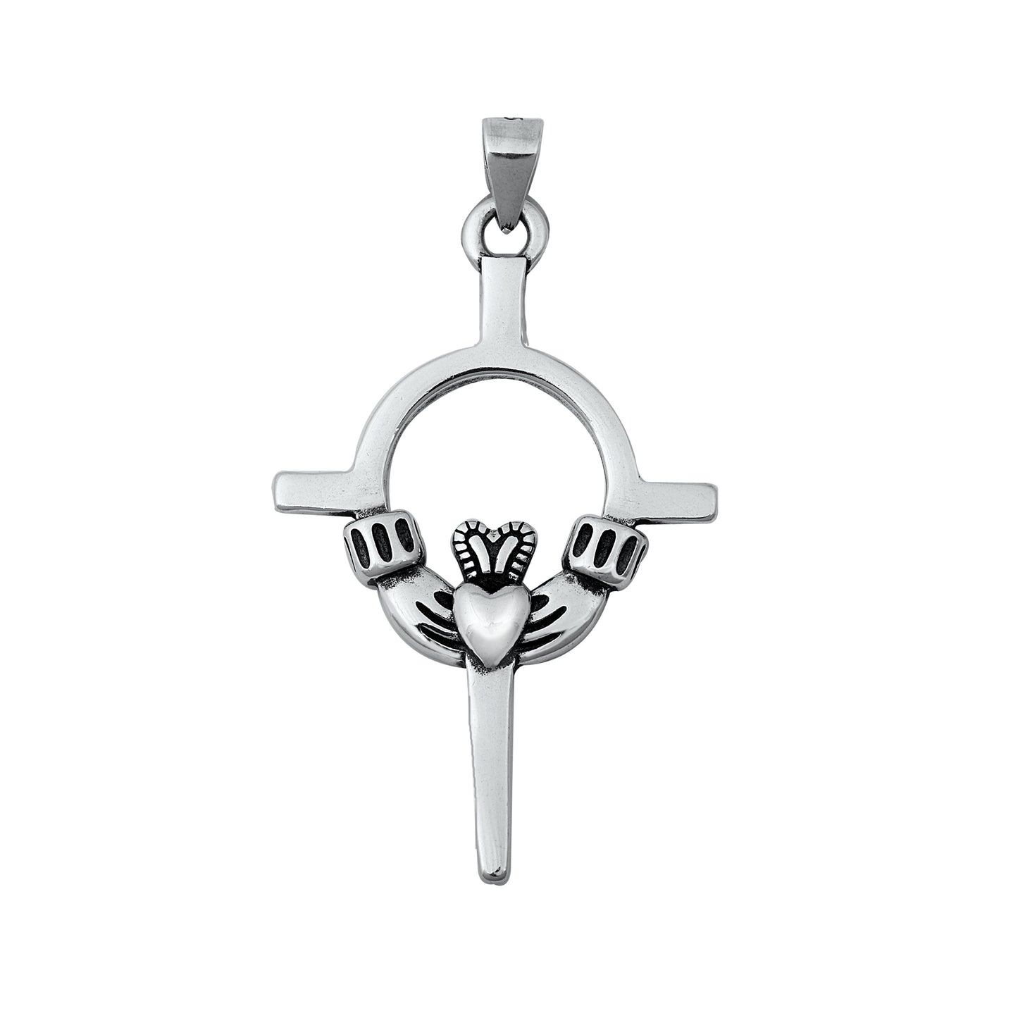 Silver Pendant - Claddagh Cross