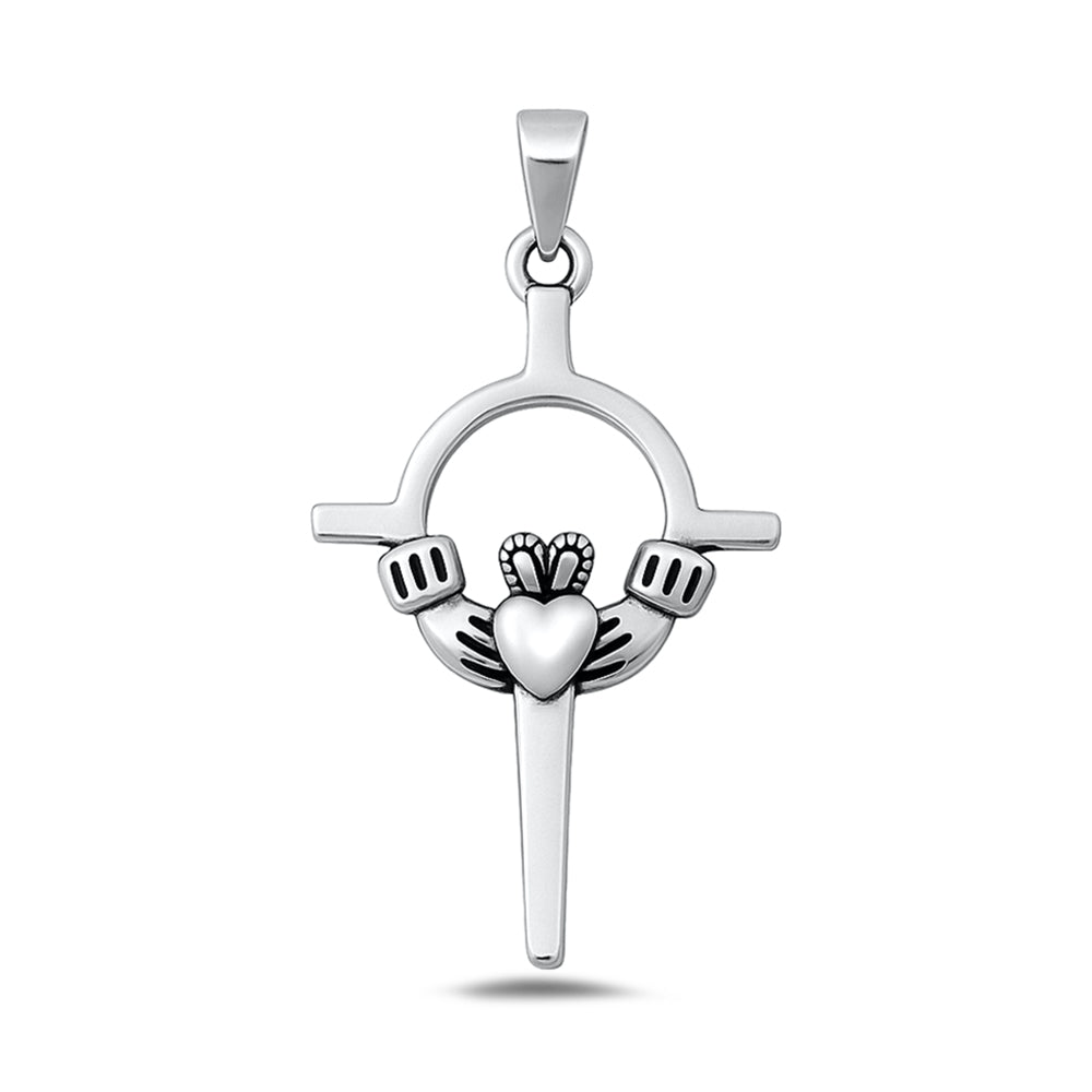 Silver Pendant - Claddagh Cross