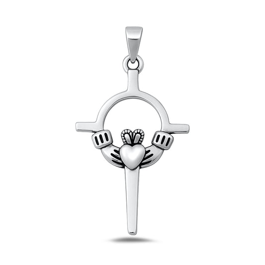 Silver Pendant - Claddagh Cross