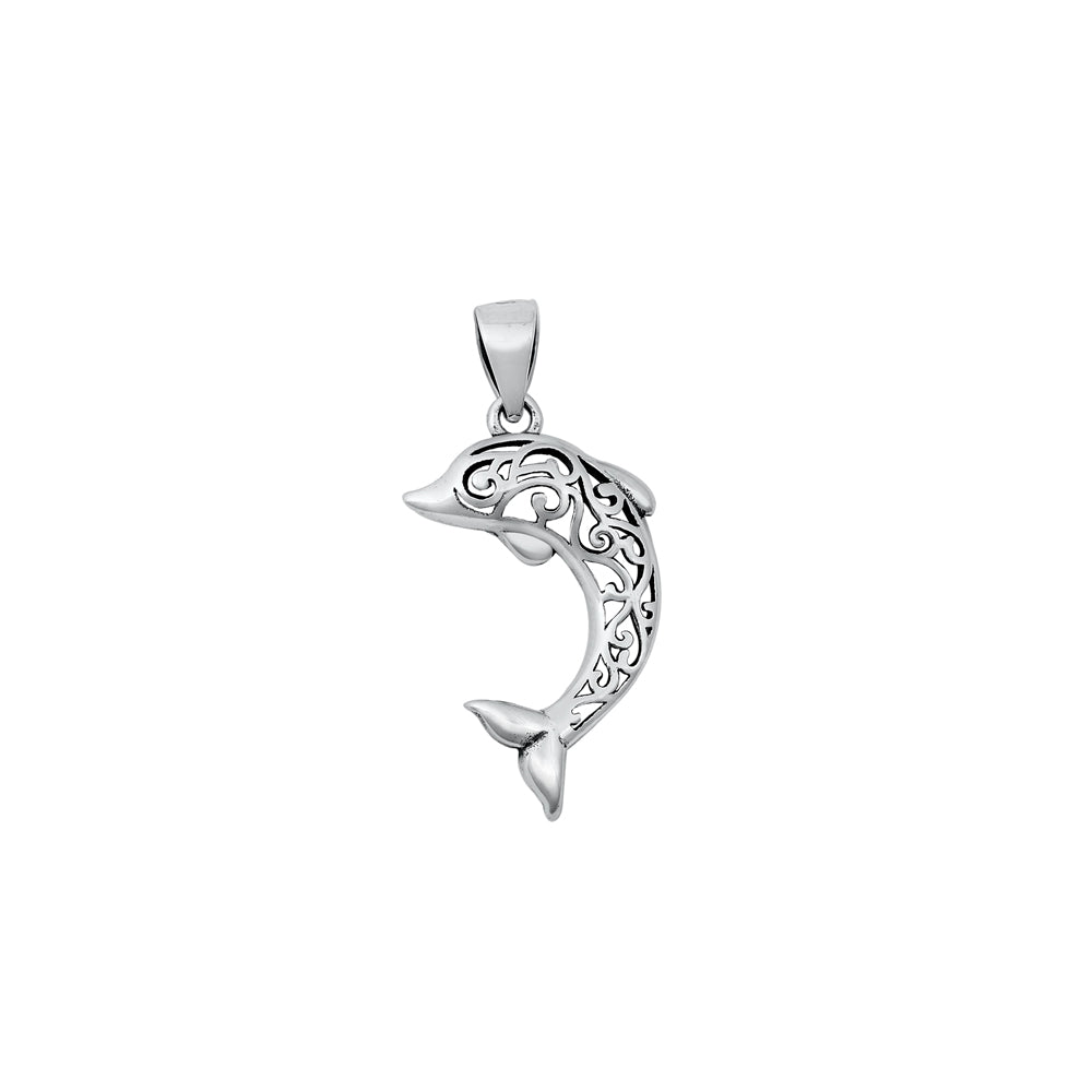Silver Pendant - Filigree Dolphin