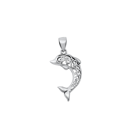 Silver Pendant - Filigree Dolphin
