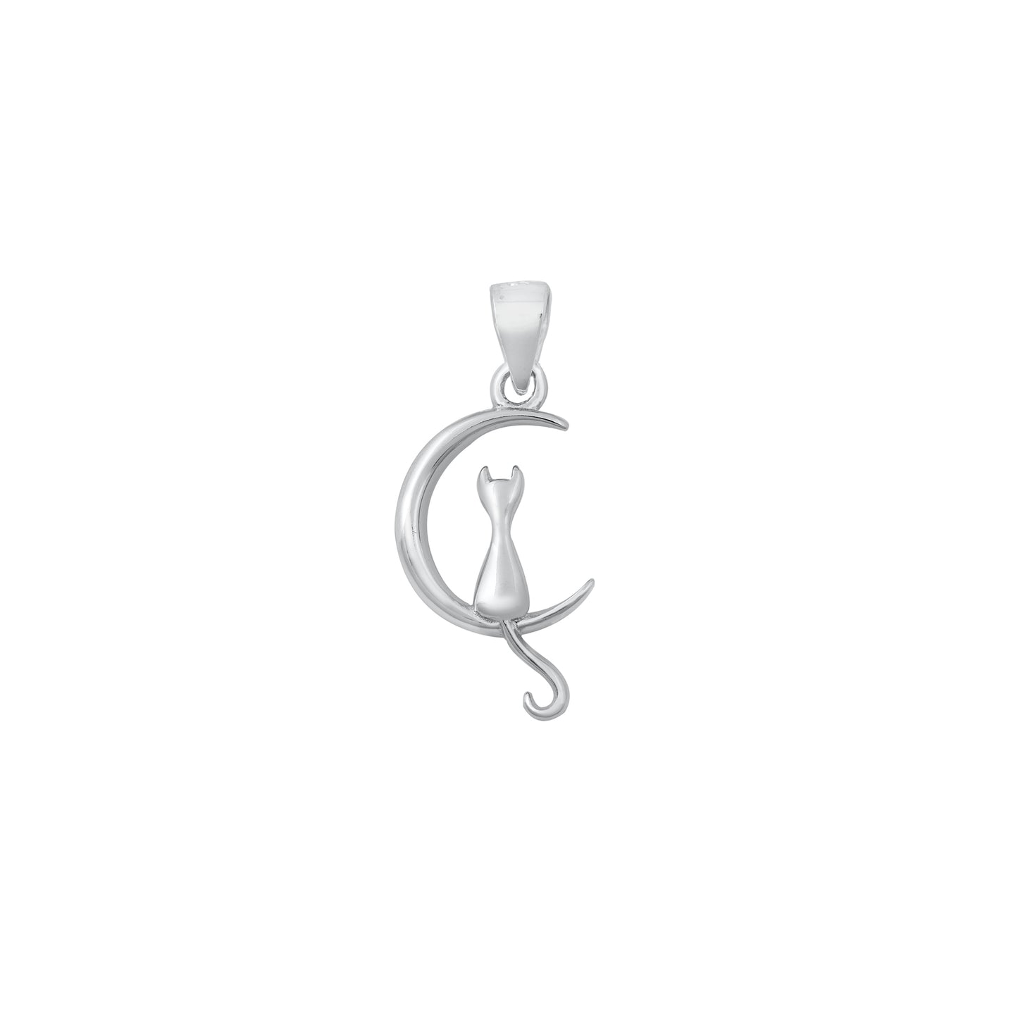 Silver Pendant - Cat on Moon