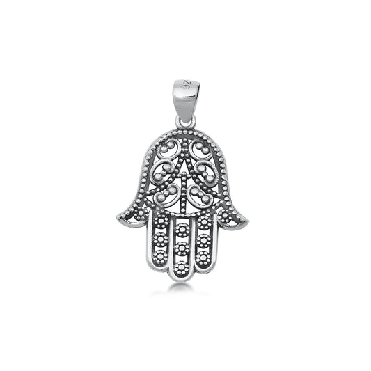 Silver Pendant - Filigree Hamsa