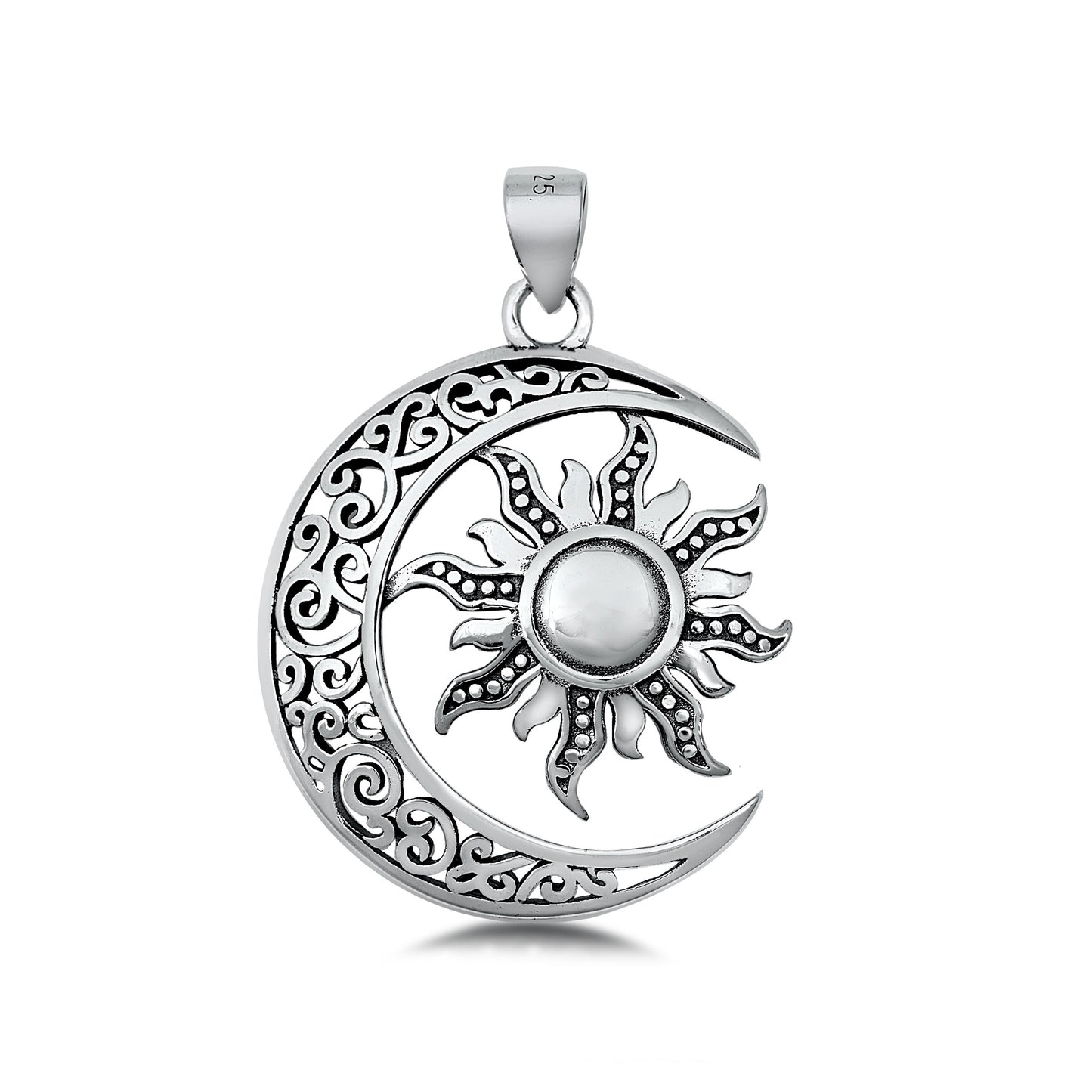 Silver Pendant - Moon and Sun