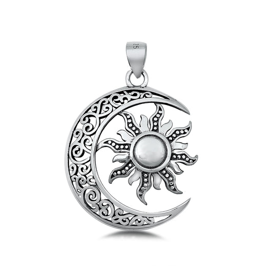 Silver Pendant - Moon and Sun
