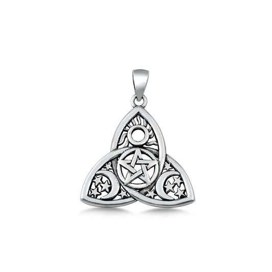 Silver Pendant - Triquetra Pentagram