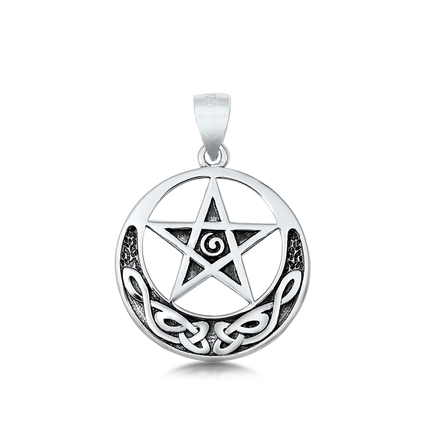 Silver Pendant - Celtic Moon and Star