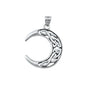 Silver Pendant - Celtic Crescent Moon