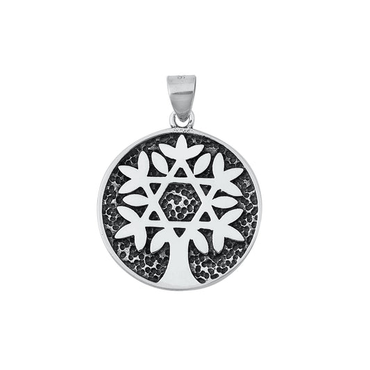 Silver Pendant - Jewish Star Tree