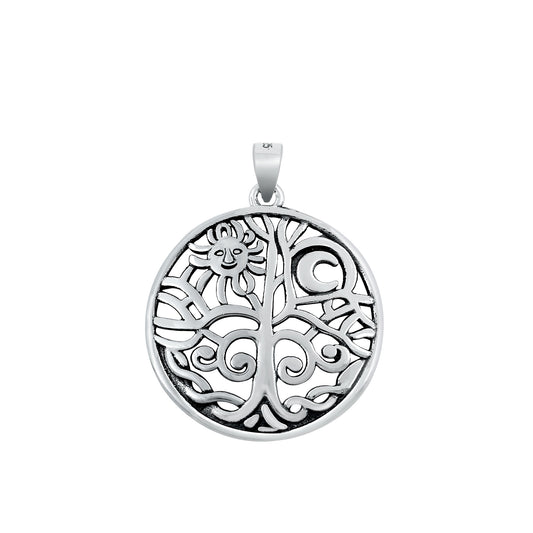 Silver Pendant - Sun, Moon & Tree