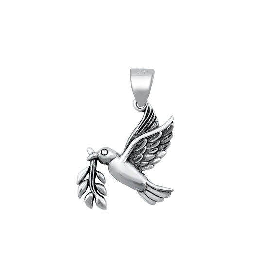 Silver Pendant - Dove w/ Olive Branch