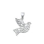 Silver Pendant - Dove & Flowers
