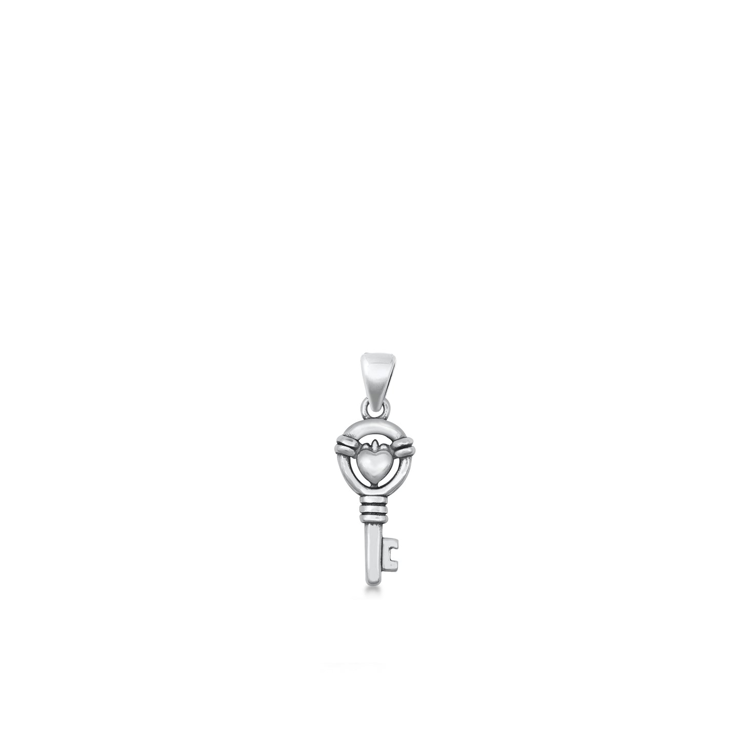 Silver Pendant - Heart & Key