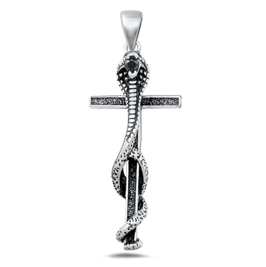 Silver Pendant - Cobra Snake Cross