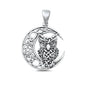 Silver Pendant - Owl & Celtic Moon