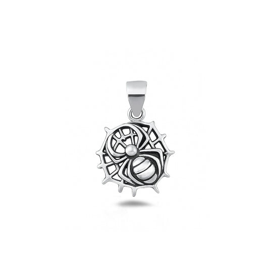Silver Pendant - Spider & Web