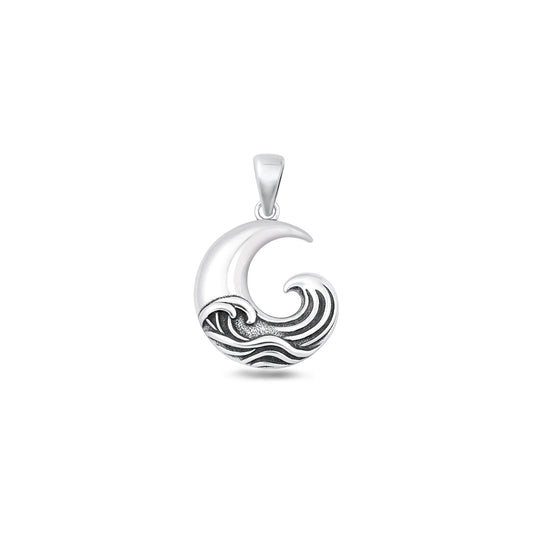 Silver Pendant - Ocean & Moon