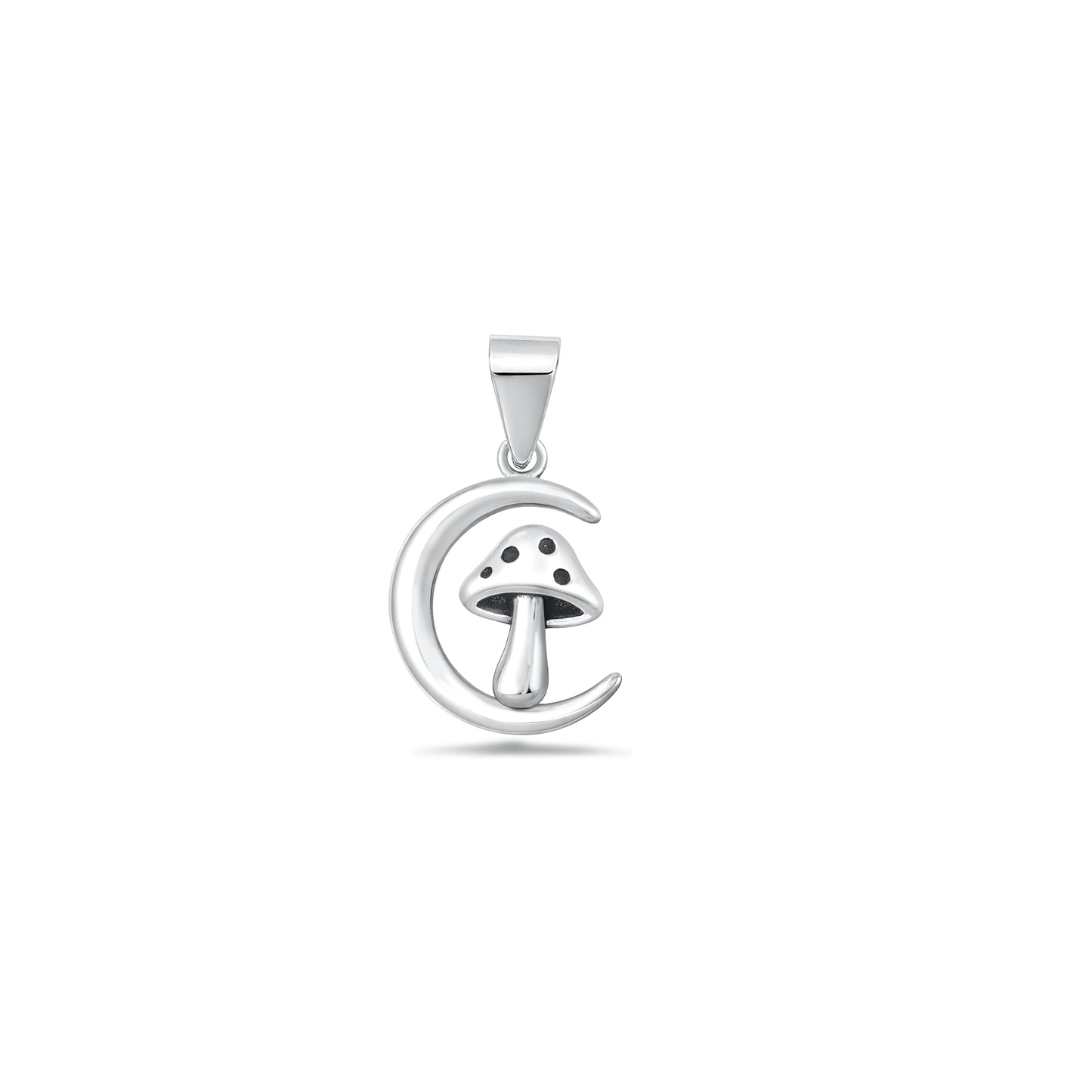 Silver Pendant - Moon & Mushroom