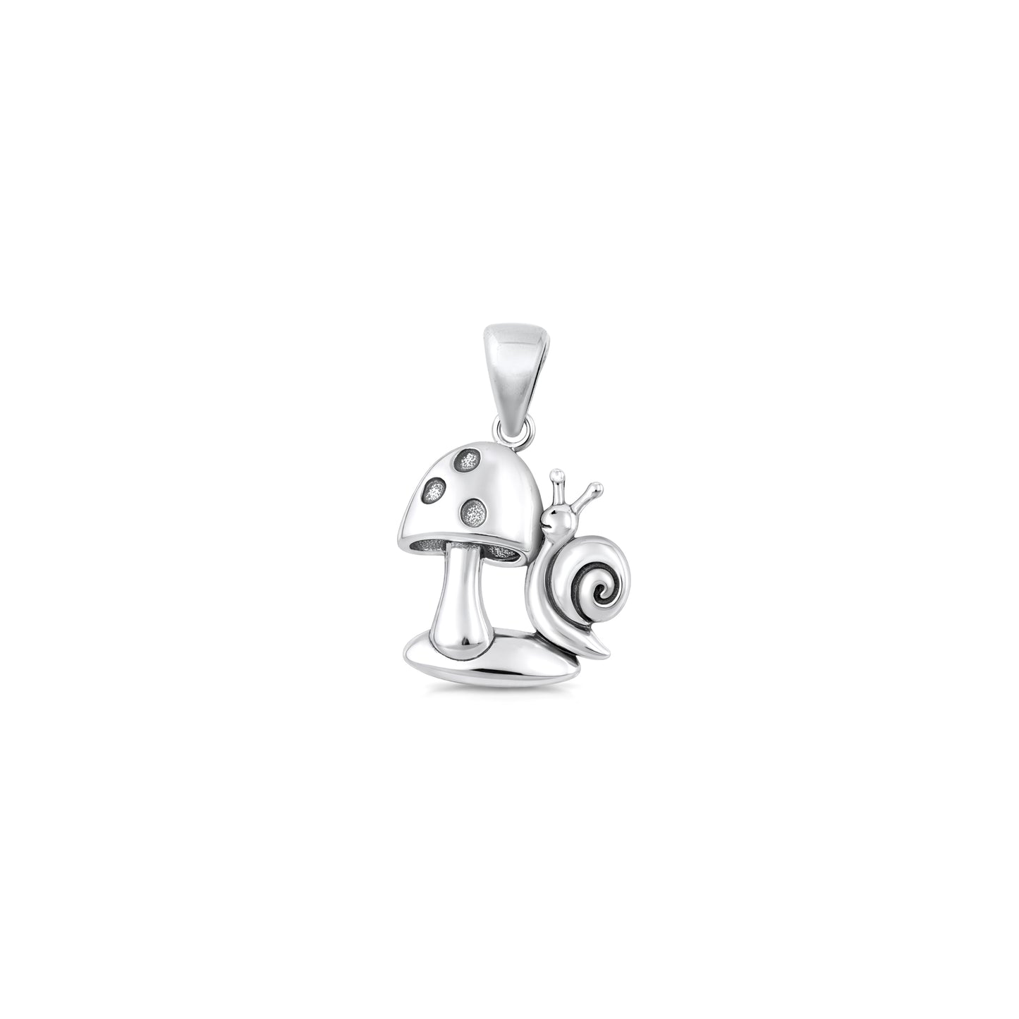 Silver Pendant - Mushroom & Snail